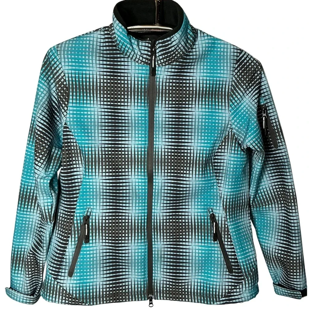 Roper Women's Softshell Jacket‎ Blue Plaid Zip Front Western Outdoor Coat XL